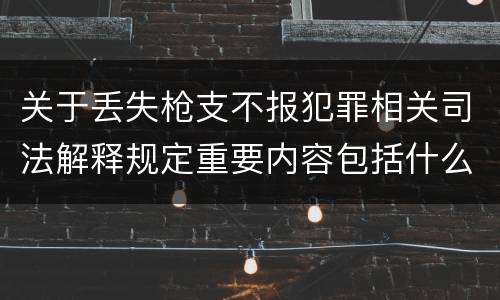 关于丢失枪支不报犯罪相关司法解释规定重要内容包括什么