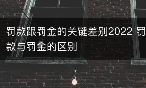 罚款跟罚金的关键差别2022 罚款与罚金的区别
