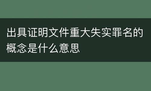 出具证明文件重大失实罪名的概念是什么意思