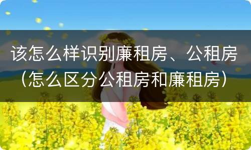 该怎么样识别廉租房、公租房（怎么区分公租房和廉租房）