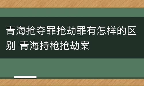 青海抢夺罪抢劫罪有怎样的区别 青海持枪抢劫案
