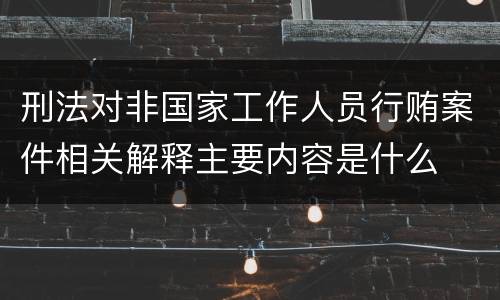 刑法对非国家工作人员行贿案件相关解释主要内容是什么