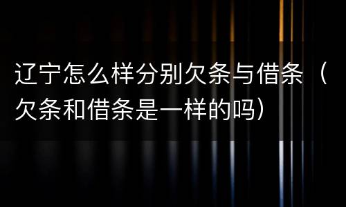 辽宁怎么样分别欠条与借条（欠条和借条是一样的吗）