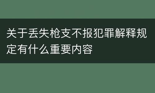 关于丢失枪支不报犯罪解释规定有什么重要内容