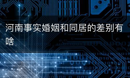 河南事实婚姻和同居的差别有啥