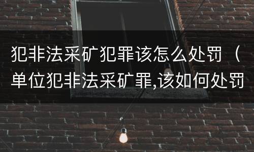 犯非法采矿犯罪该怎么处罚（单位犯非法采矿罪,该如何处罚?）