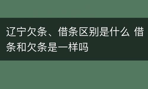 辽宁欠条、借条区别是什么 借条和欠条是一样吗