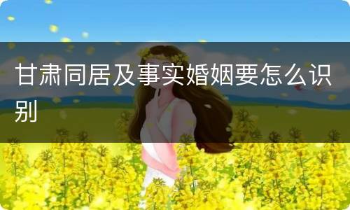 甘肃同居及事实婚姻要怎么识别