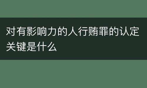 对有影响力的人行贿罪的认定关键是什么