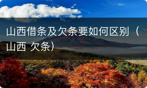山西借条及欠条要如何区别（山西 欠条）