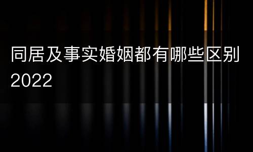 同居及事实婚姻都有哪些区别2022