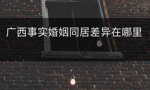 广西事实婚姻同居差异在哪里