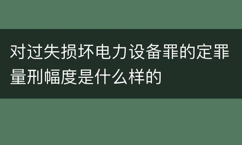 对过失损坏电力设备罪的定罪量刑幅度是什么样的