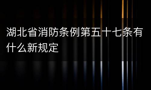 湖北省消防条例第五十七条有什么新规定