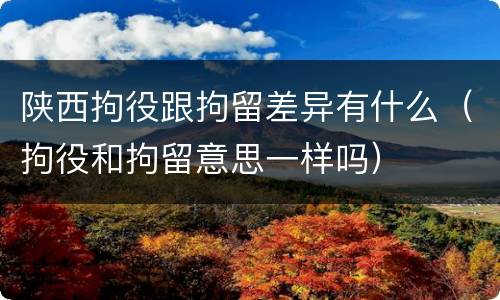 陕西拘役跟拘留差异有什么（拘役和拘留意思一样吗）
