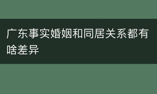 广东事实婚姻和同居关系都有啥差异