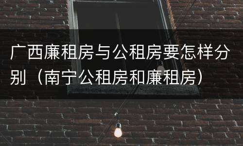 广西廉租房与公租房要怎样分别（南宁公租房和廉租房）