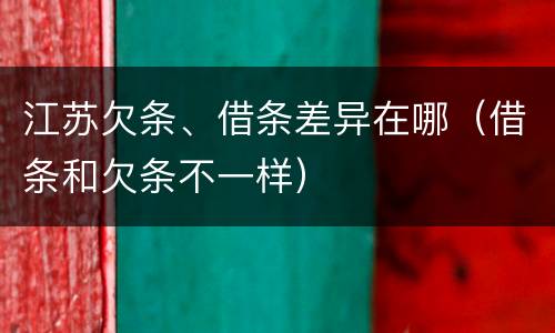 江苏欠条、借条差异在哪（借条和欠条不一样）