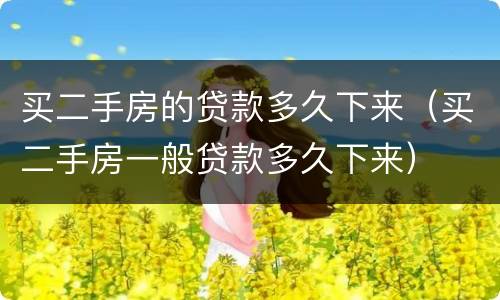 买二手房的贷款多久下来（买二手房一般贷款多久下来）