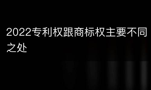 2022专利权跟商标权主要不同之处