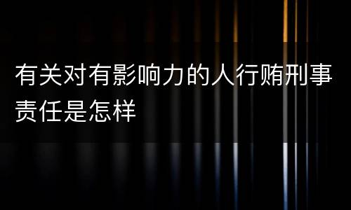 有关对有影响力的人行贿刑事责任是怎样