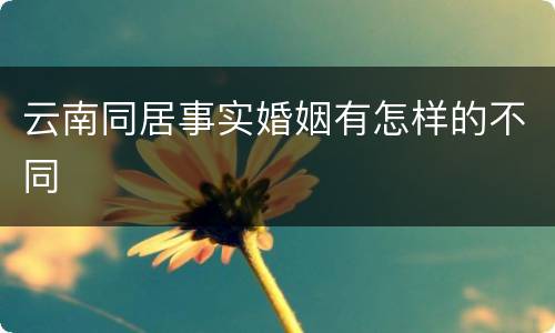 云南同居事实婚姻有怎样的不同