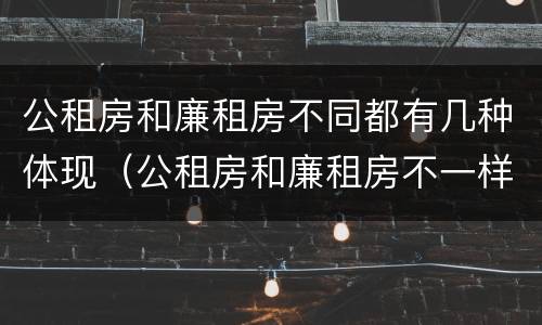 公租房和廉租房不同都有几种体现（公租房和廉租房不一样吗）