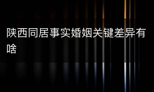 陕西同居事实婚姻关键差异有啥