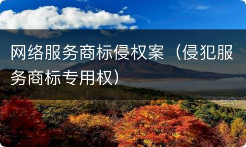 网络服务商标侵权案（侵犯服务商标专用权）