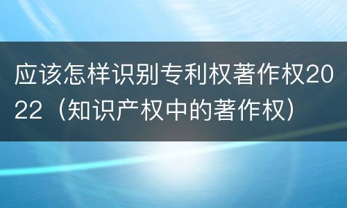 应该怎样识别专利权著作权2022（知识产权中的著作权）