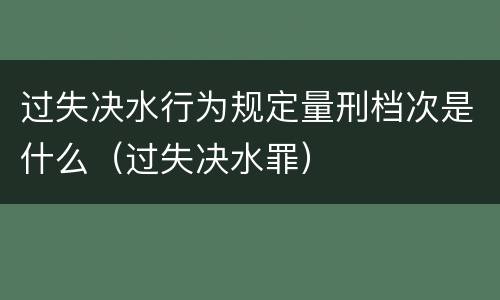 过失决水行为规定量刑档次是什么（过失决水罪）