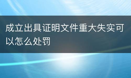 成立出具证明文件重大失实可以怎么处罚