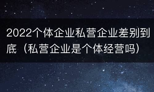 2022个体企业私营企业差别到底（私营企业是个体经营吗）