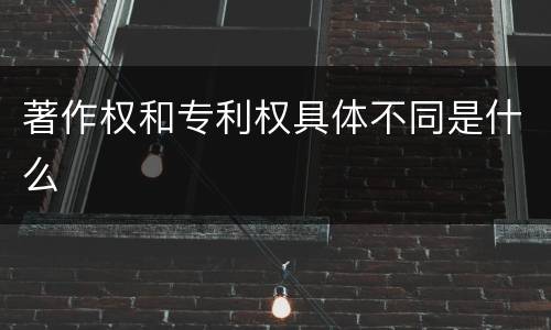 著作权和专利权具体不同是什么