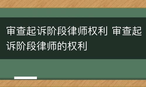 审查起诉阶段律师权利 审查起诉阶段律师的权利