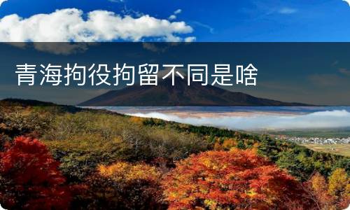 青海拘役拘留不同是啥