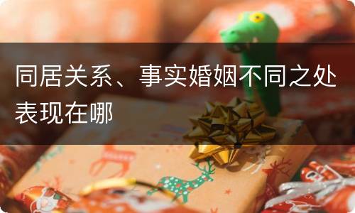同居关系、事实婚姻不同之处表现在哪
