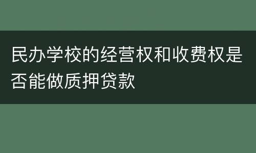 民办学校的经营权和收费权是否能做质押贷款