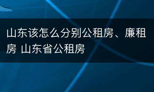 山东该怎么分别公租房、廉租房 山东省公租房