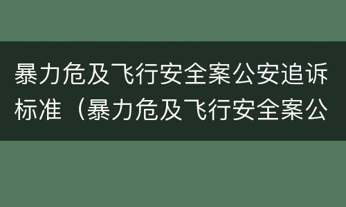 暴力危及飞行安全案公安追诉标准（暴力危及飞行安全案公安追诉标准是什么）
