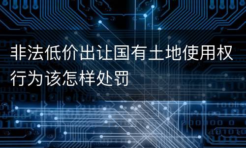 非法低价出让国有土地使用权行为该怎样处罚