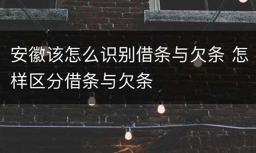 安徽该怎么识别借条与欠条 怎样区分借条与欠条