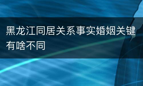 黑龙江同居关系事实婚姻关键有啥不同