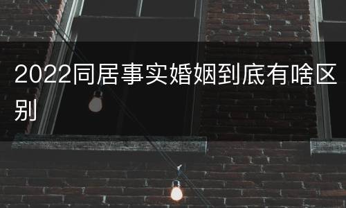 2022同居事实婚姻到底有啥区别