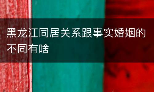 黑龙江同居关系跟事实婚姻的不同有啥