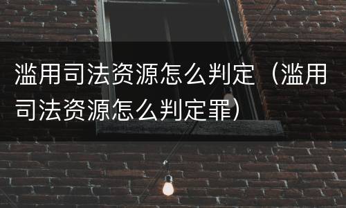 滥用司法资源怎么判定（滥用司法资源怎么判定罪）
