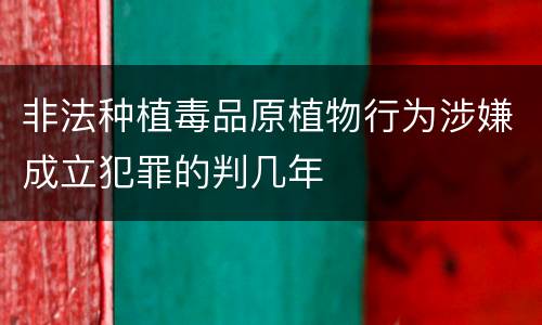 非法种植毒品原植物行为涉嫌成立犯罪的判几年