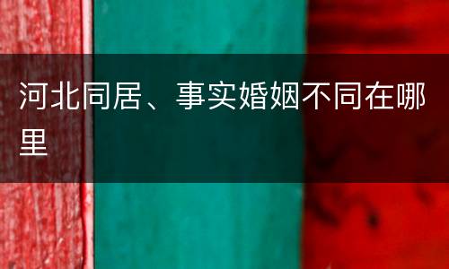 河北同居、事实婚姻不同在哪里