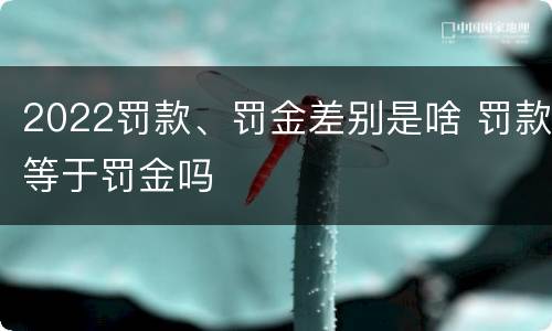 2022罚款、罚金差别是啥 罚款等于罚金吗