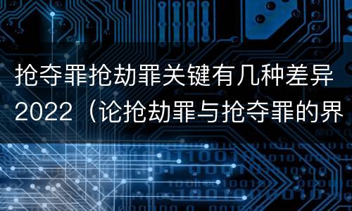 抢夺罪抢劫罪关键有几种差异2022（论抢劫罪与抢夺罪的界限）